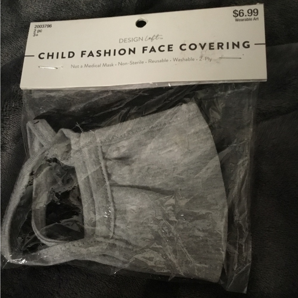🆕 Children Fashion Face Mask / Coverings / Wearable Art / Black & Gray pair